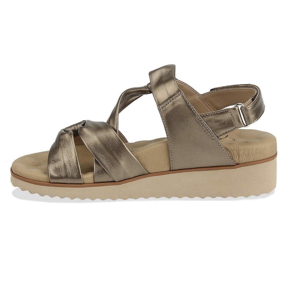 Ros Hommerson Hillary Women's Sandal Bronze Leather Adj Comfort Low Wedge 9W - Picture 2 of 6